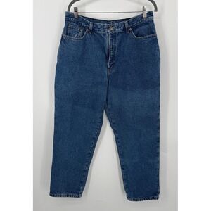 LL Bean Flannel Lined Jeans Womens 16 Regular Straight Leg Medium Wash